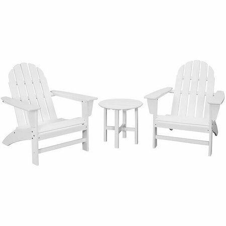 POLYWOOD Vineyard White Patio Set with Side Table and 2 Adirondack Chairs 633PWS3991WH